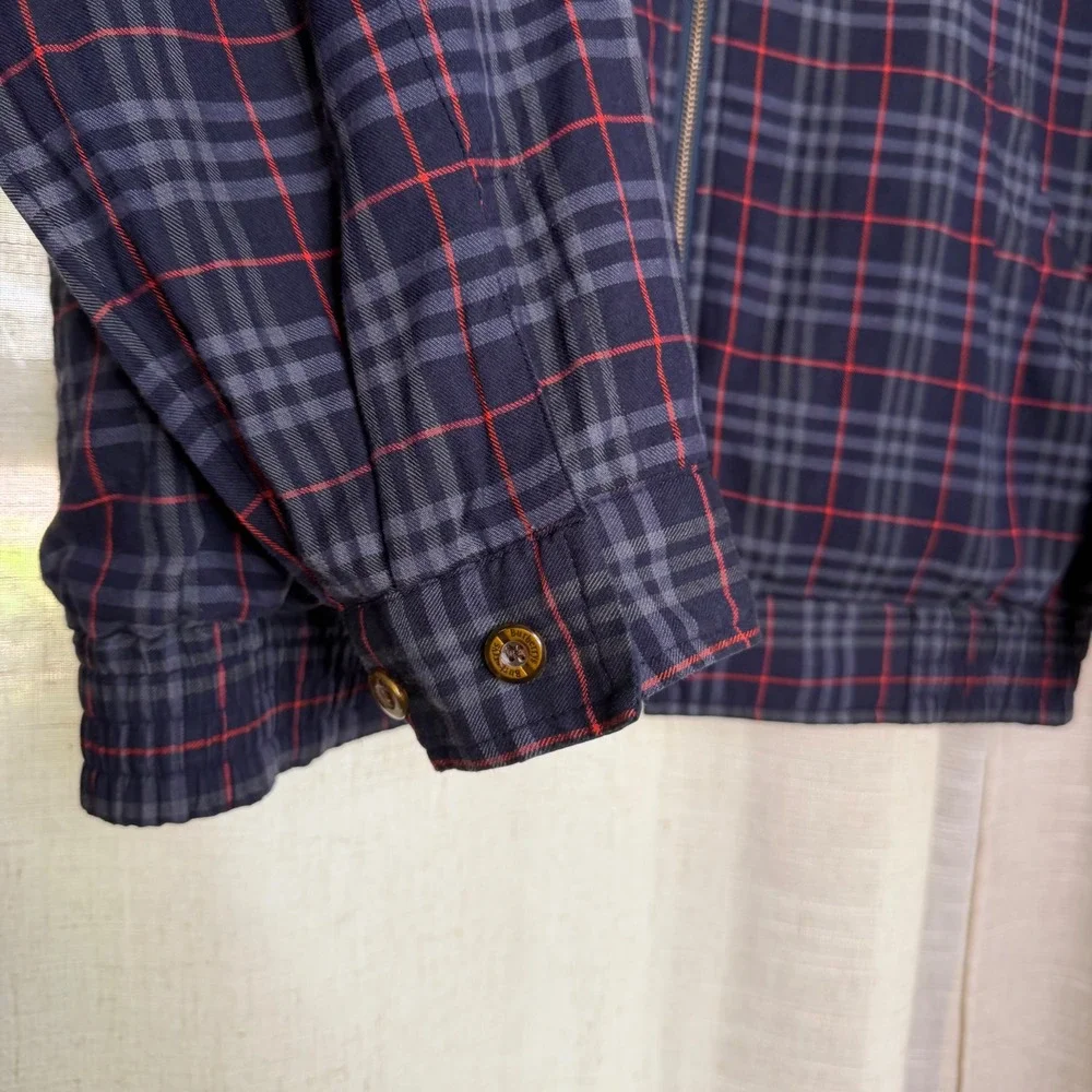 Vintage Burberrys Reversible Bomber Jacket Plaid Wool Embroidered Men's Size 48